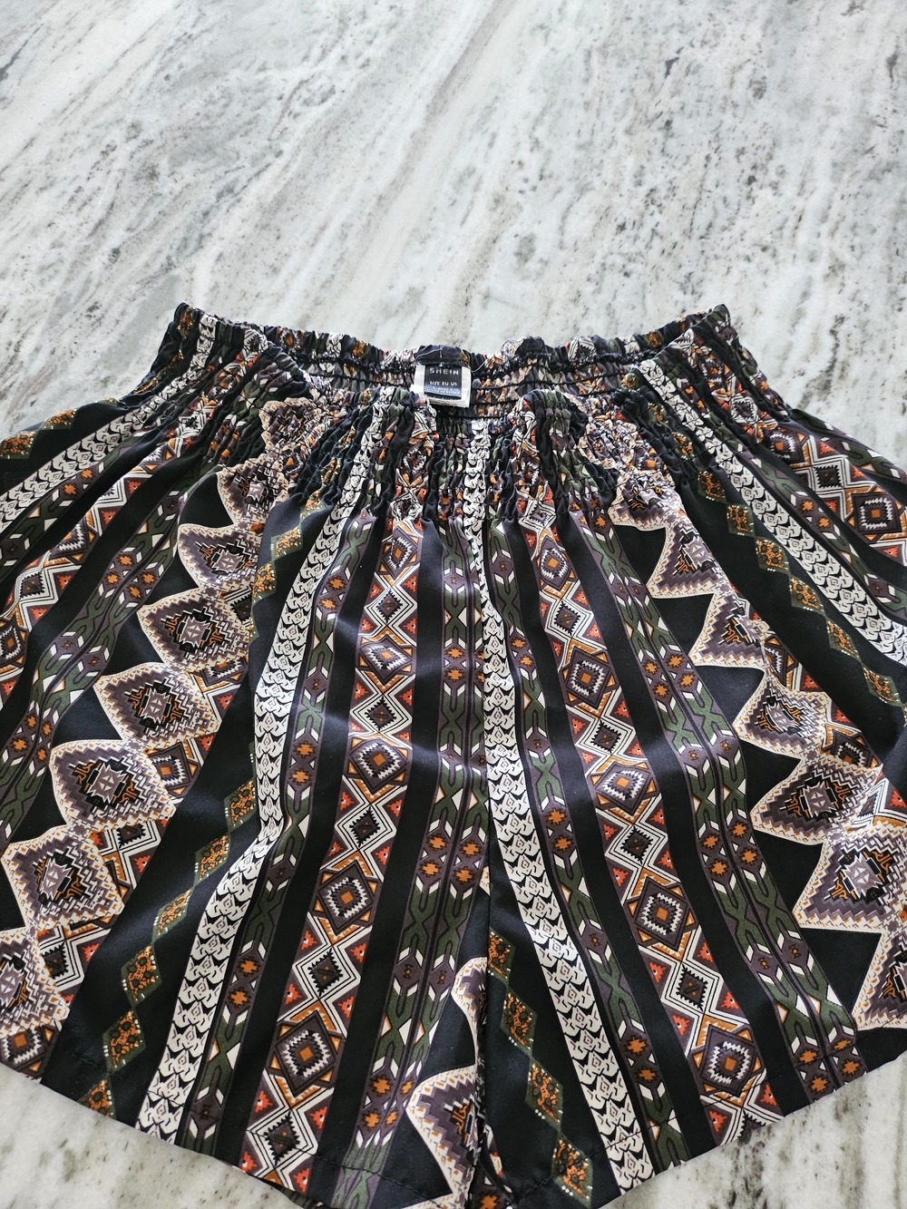 SHEIN Boho Smocked Waist Shorts - Black, Olive & Rust